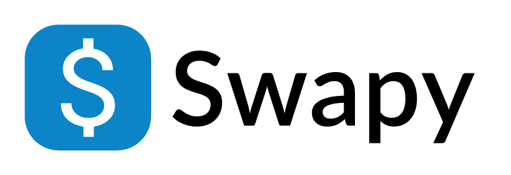 Logo napis Swapy z logotypem waluty dolara.